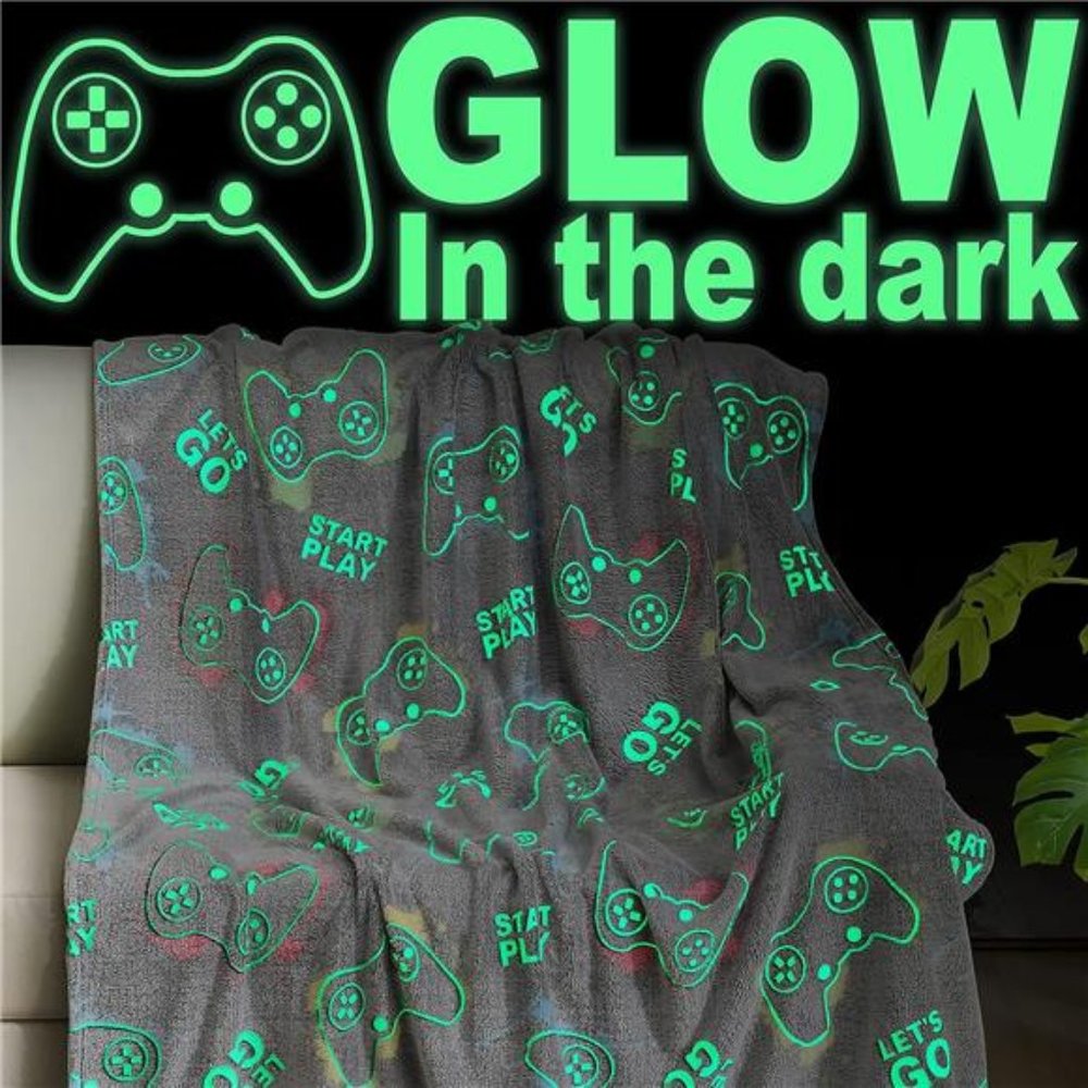 Glow in The Dark Gamer Blanket Bedroom Decor -  Throw 50"x60" NWT